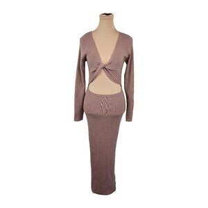 12th Tribe Eliana Midi Sweater Dress Muted Mauve Dusty Rose Sz S